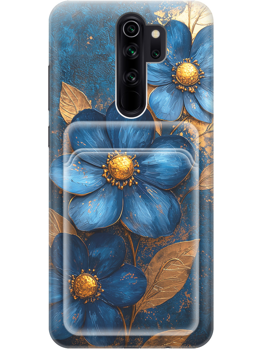 

Силиконовый чехол на Xiaomi Redmi Note 8 Pro с принтом с карманом для карты 835321, Прозрачный;золотистый;синий, 721936323