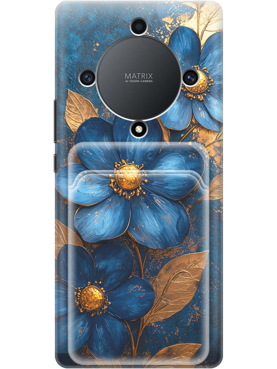 

Силиконовый чехол на Honor X9a / Magic5 Lite с принтом с карманом для карты 835304, Прозрачный;золотистый;синий, 769394723