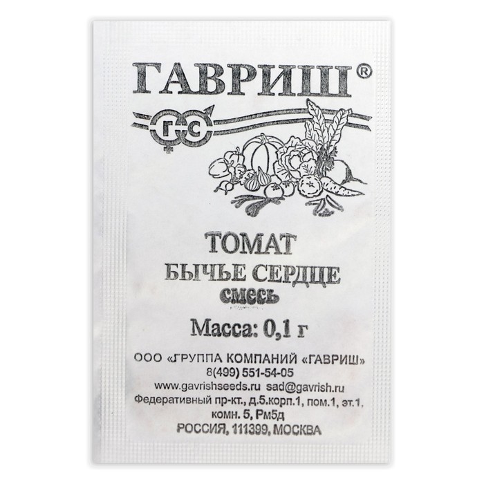 

Семена Томат "Гавриш" "Бычье сердце", смесь, б/п, 0,1 г