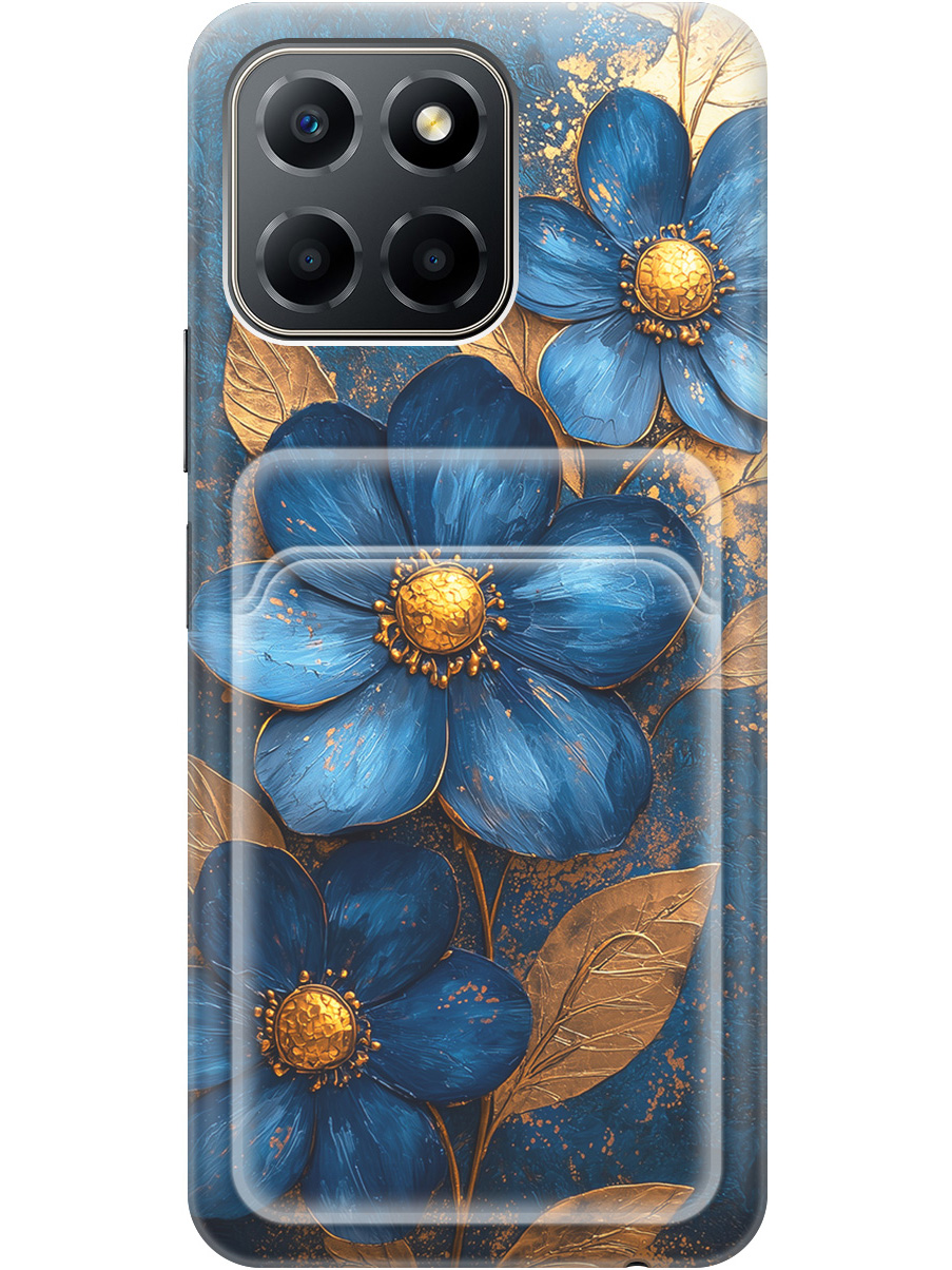 

Силиконовый чехол на Honor X6 / X8 5G с принтом с карманом для карты 835280, Прозрачный;золотистый;синий, 762092223