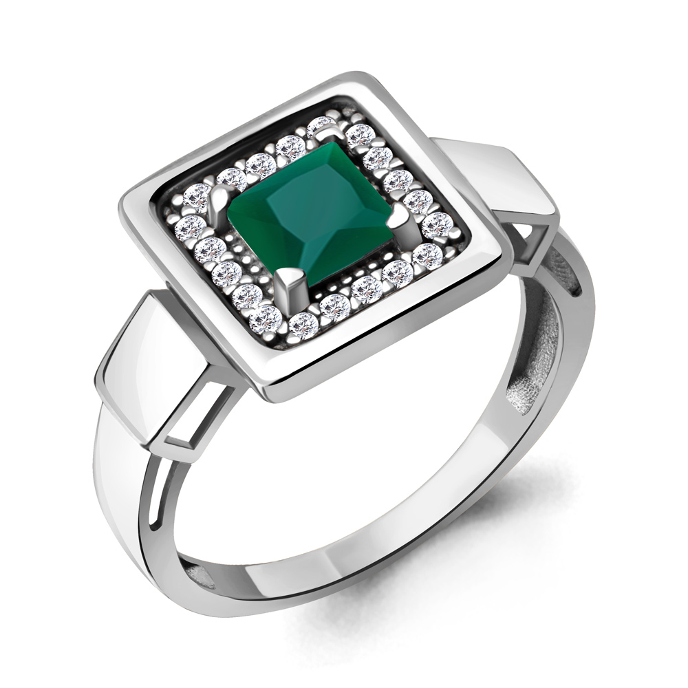 

Кольцо из серебра с агатом\фианитом Aquamarine Aquamarine 6973509А_925_р р. 18,5, 6973509А_925_р