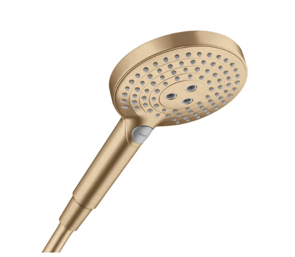 

Ручной душ Hansgrohe Raindance Select S 120 3jet EcoSmart 9 л/мин. 26531140, шлифованная б, Бронза