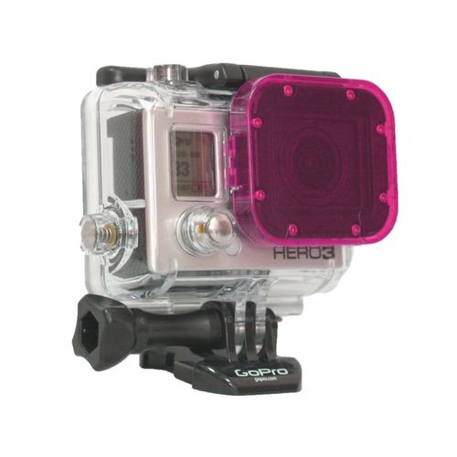 Пурпурный фильтр PolarPro Magenta на аквабокс GoPro Hero 3