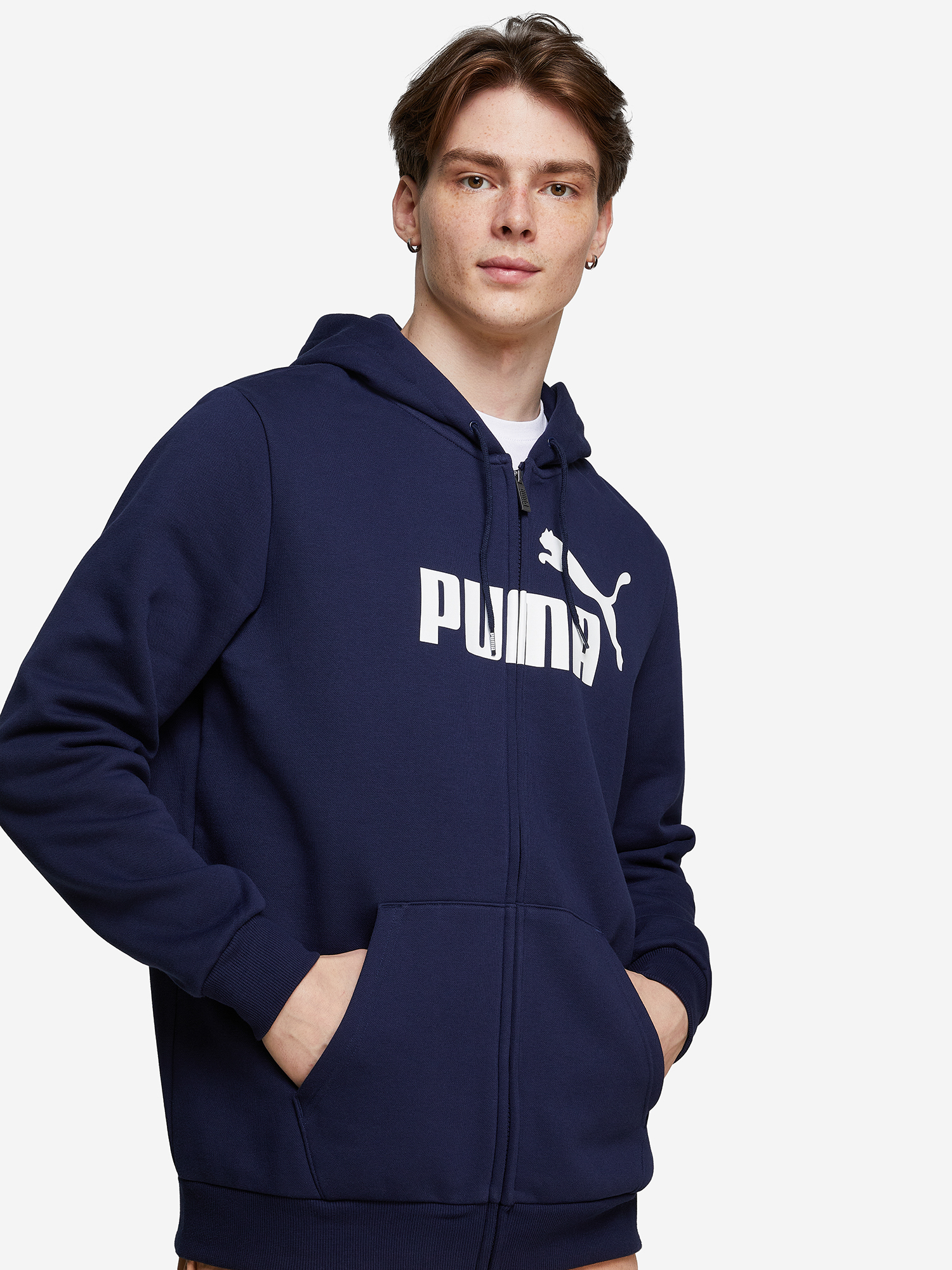 Толстовка мужская PUMA Ess Big Logo FZ Hoodie FL 58669806 синяя XL Камбоджа синий