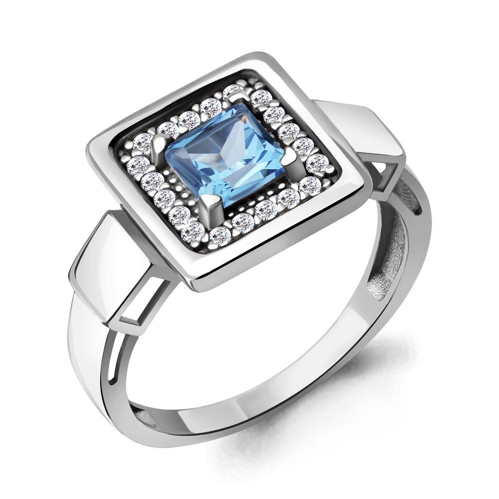 

Кольцо из серебра с топазом\фианитом Aquamarine Aquamarine 6973505А_925_р р. 18,5, 6973505А_925_р
