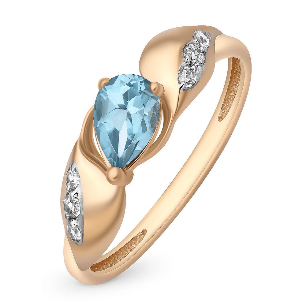 

Кольцо женское из красного золота с топазом, фианитом 585Gold 201011956, р, 201011956