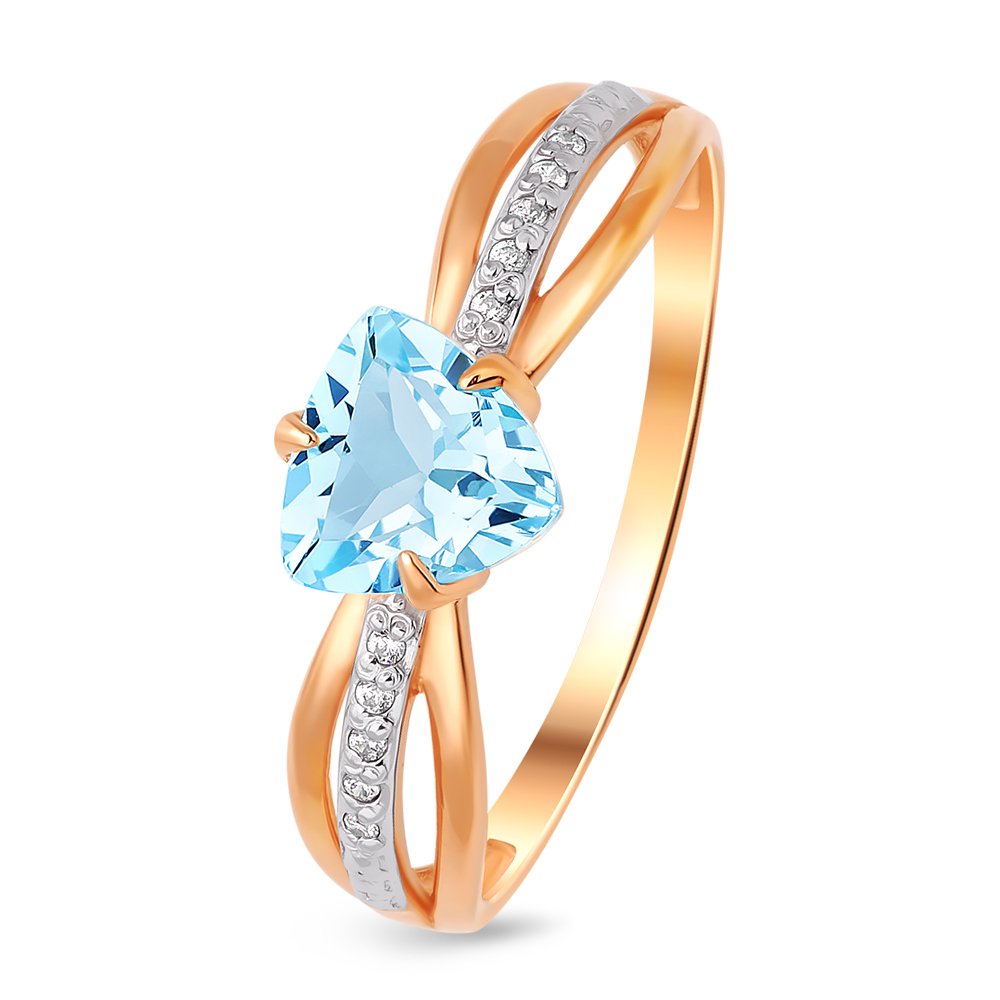 

Кольцо женское из красного золота с топазом, фианитом 585Gold 201011438, р, 201011438