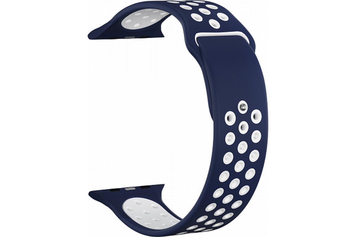 

Ремешок силиконовый перфорированный для Apple Watch 40мм, сине-белый, WatchStrap