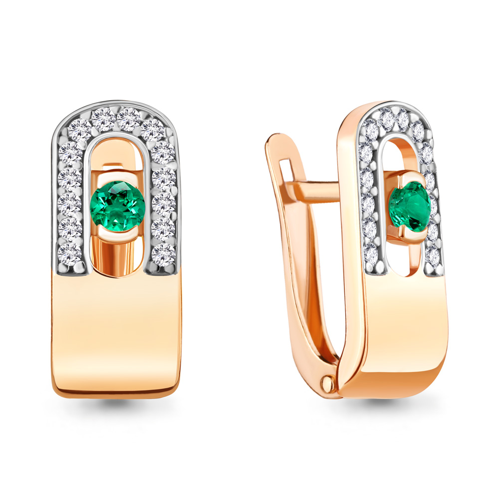 

Серьги из серебра с изумрудом Aquamarine 43475АГ_925_з, 43475АГ_925_з