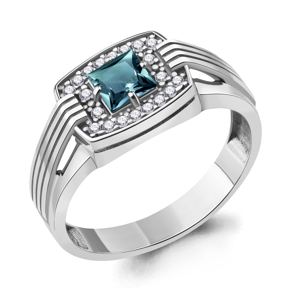 

Кольцо из серебра с топазом\фианитом Aquamarine Aquamarine 6973208А_925_р р, 6973208А_925_р