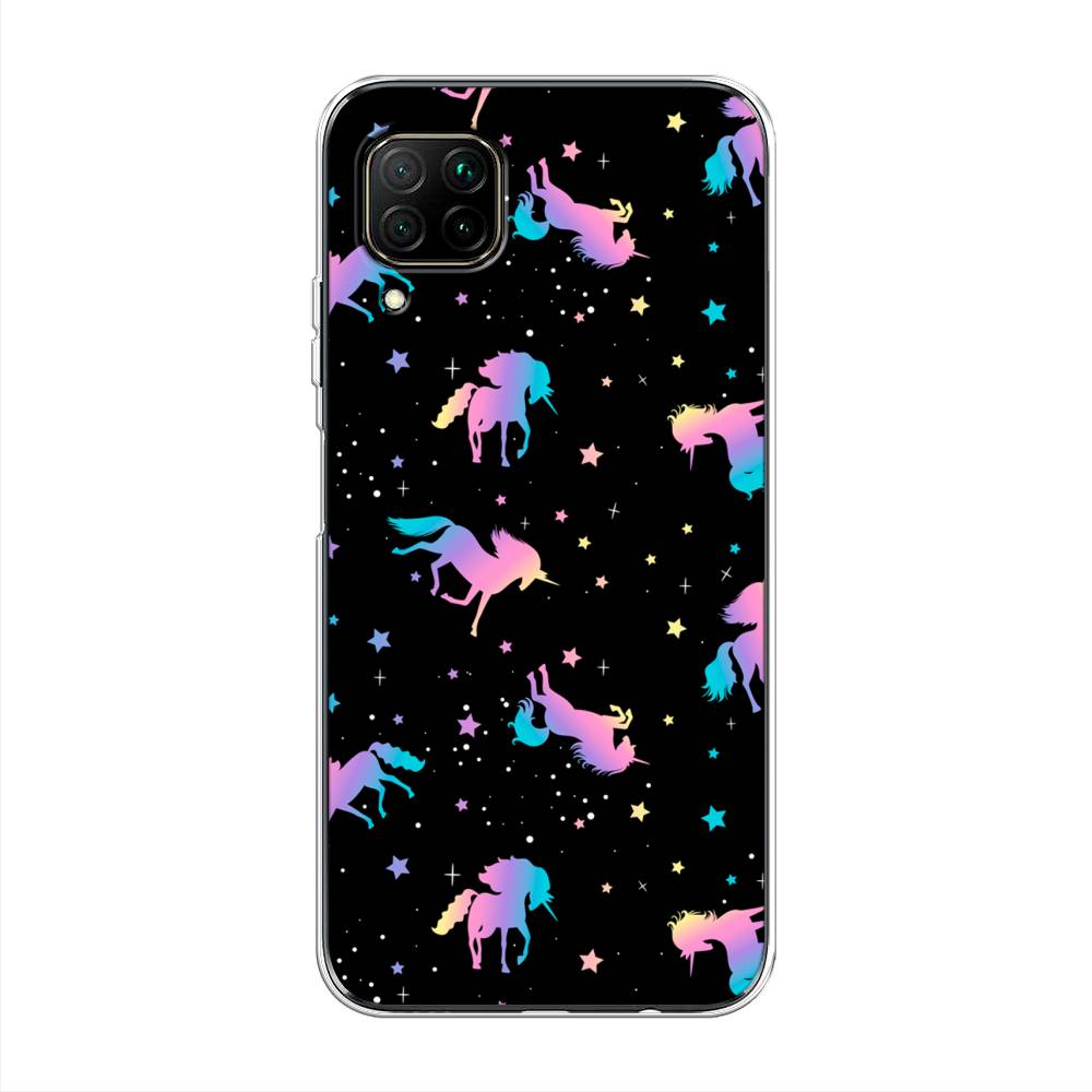 

Чехол на Huawei Nova 7i "Единороги градиент", Черный;розовый;голубой, 611850-1