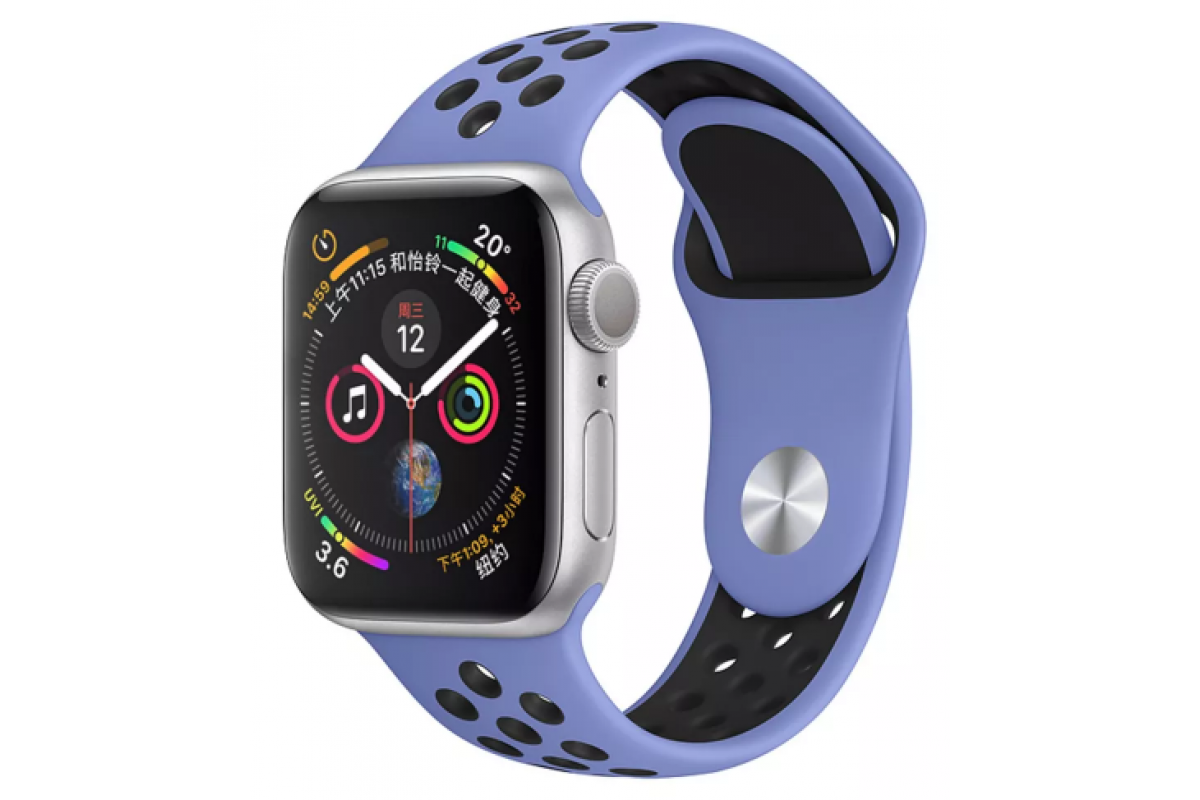 

Ремешок силиконовый перфорированный для Apple Watch 44мм, сине-черный, WatchStrap