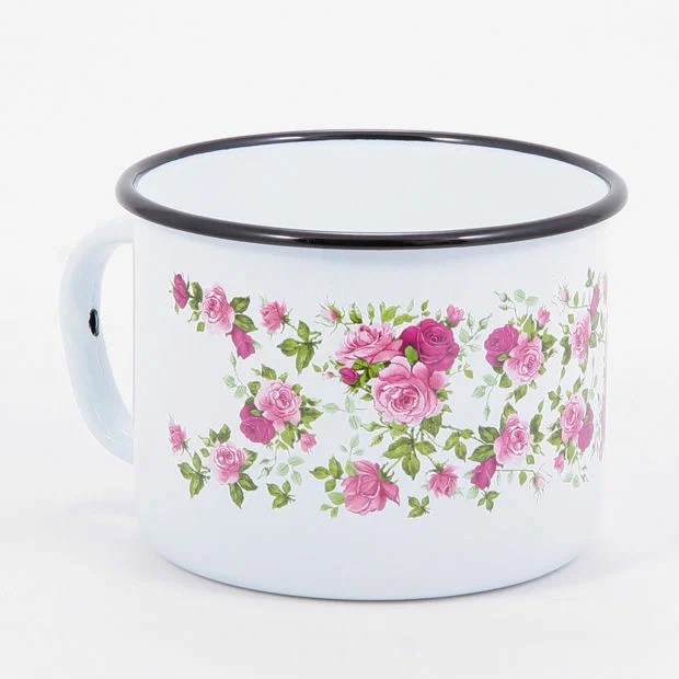 Кружка 1л Лысьвенская эмаль С-0107/4 Китайская роза белый