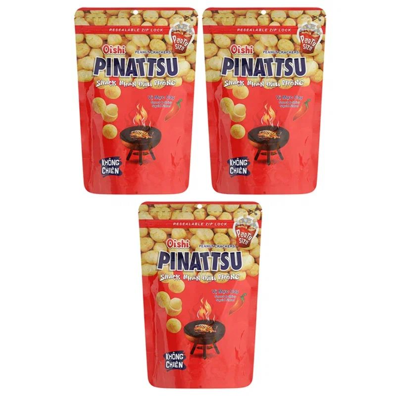 

Снеки арахисовые Oishi со вкусом кальмара острые Pinatts, 3 шт по 85 г