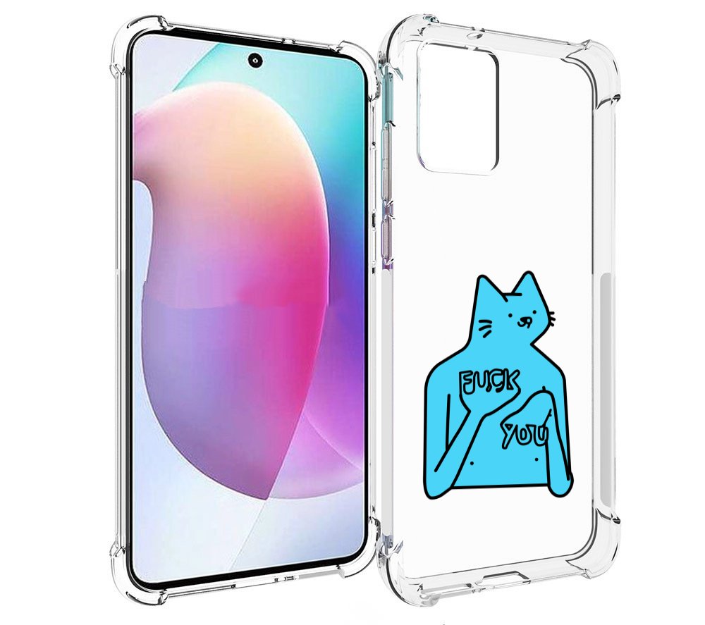 

Чехол MyPads голубой-кот-фак-ю для Motorola Edge 30 Neo, Прозрачный, Tocco