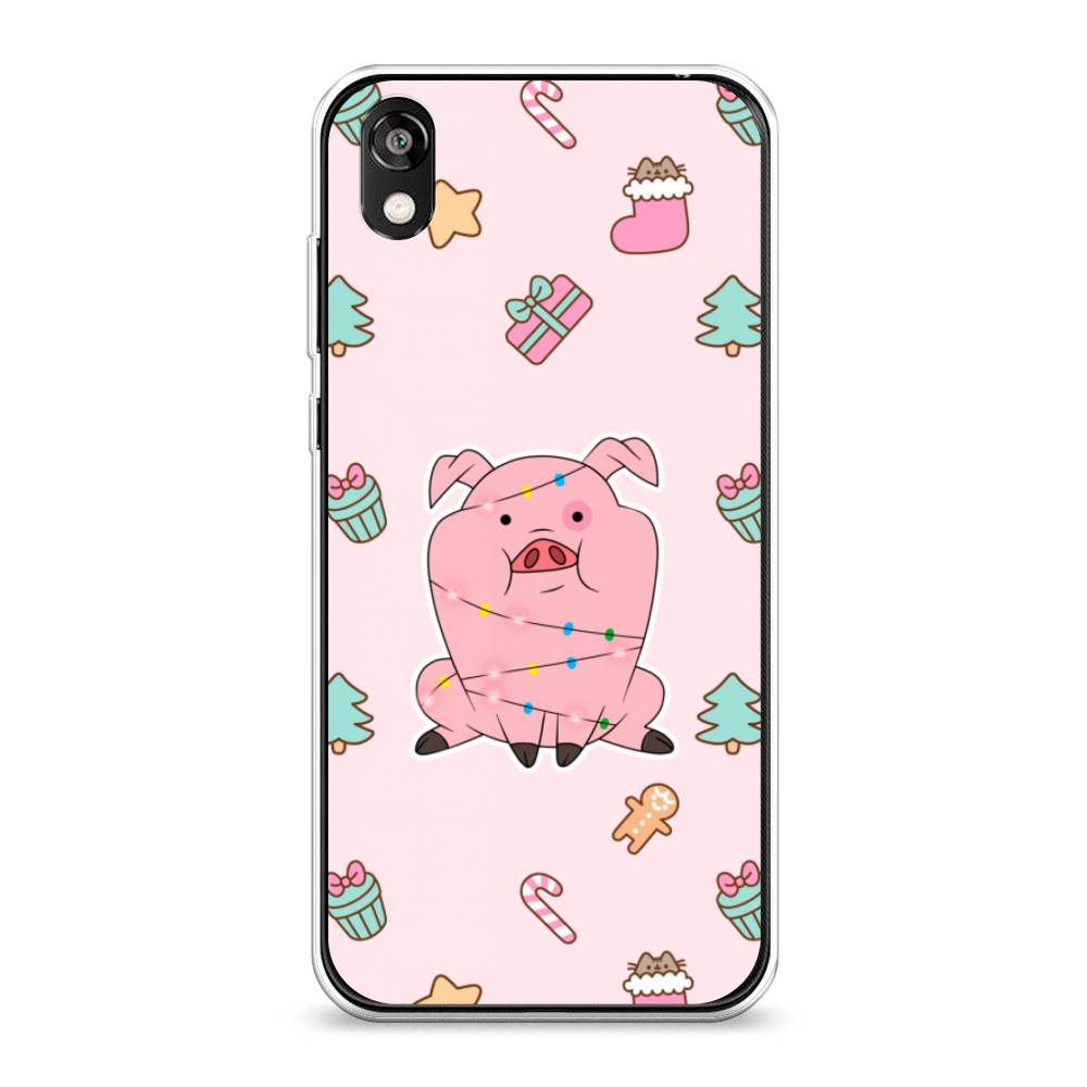 

Чехол на Huawei Y5 2019 "Розовая свинка", Розовый;зеленый, 6103950-5