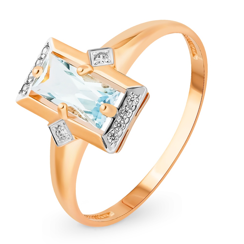 

Кольцо женское из красного золота с топазом, фианитом 585Gold 201013186, р, 201013186