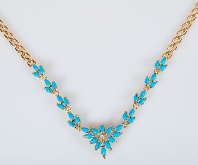 Колье из бижутерного сплава 45 см Lotus Jewelry 64N-17tq, бирюза