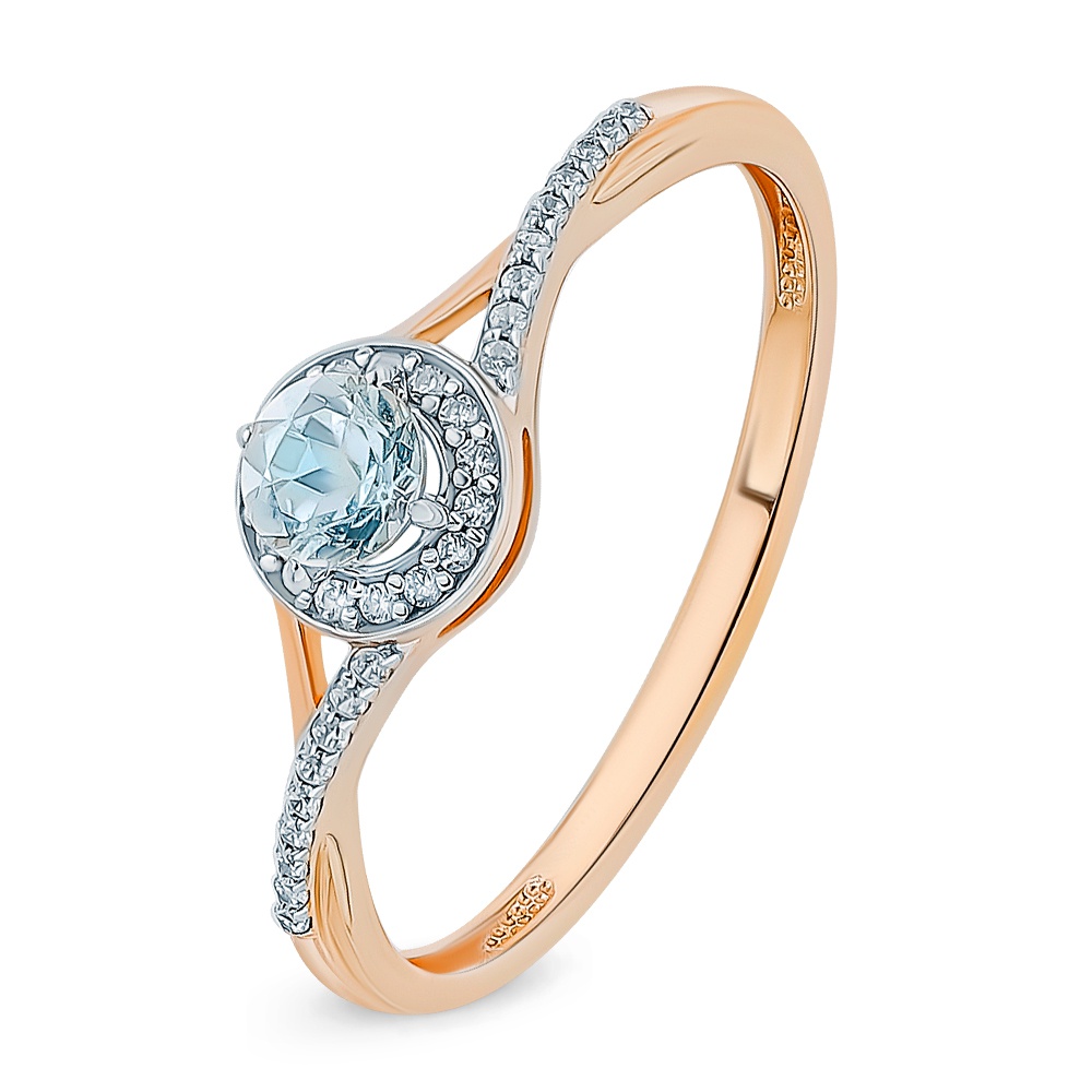 

Кольцо женское из красного золота с топазом, фианитом 585Gold 201013098, р, 201013098