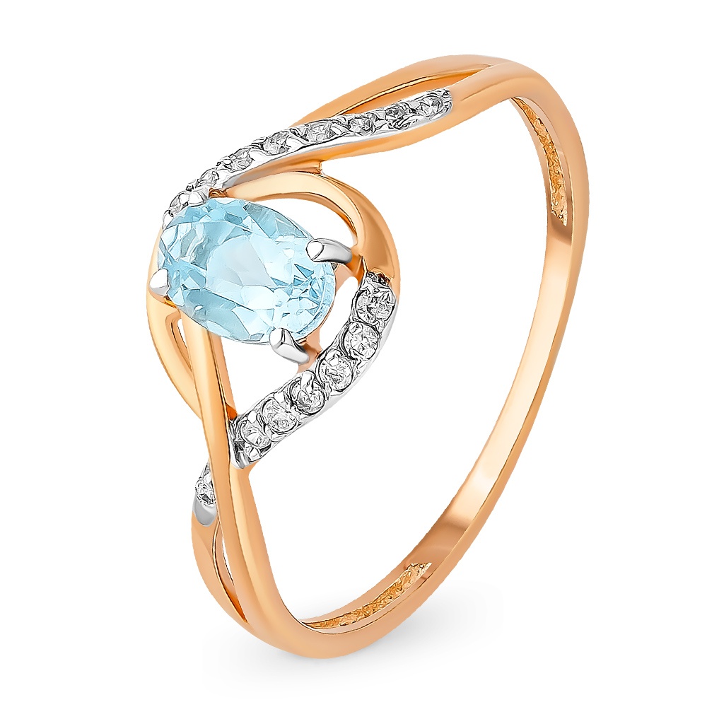 

Кольцо женское из красного золота с топазом, фианитом 585Gold 299000075, р, 299000075
