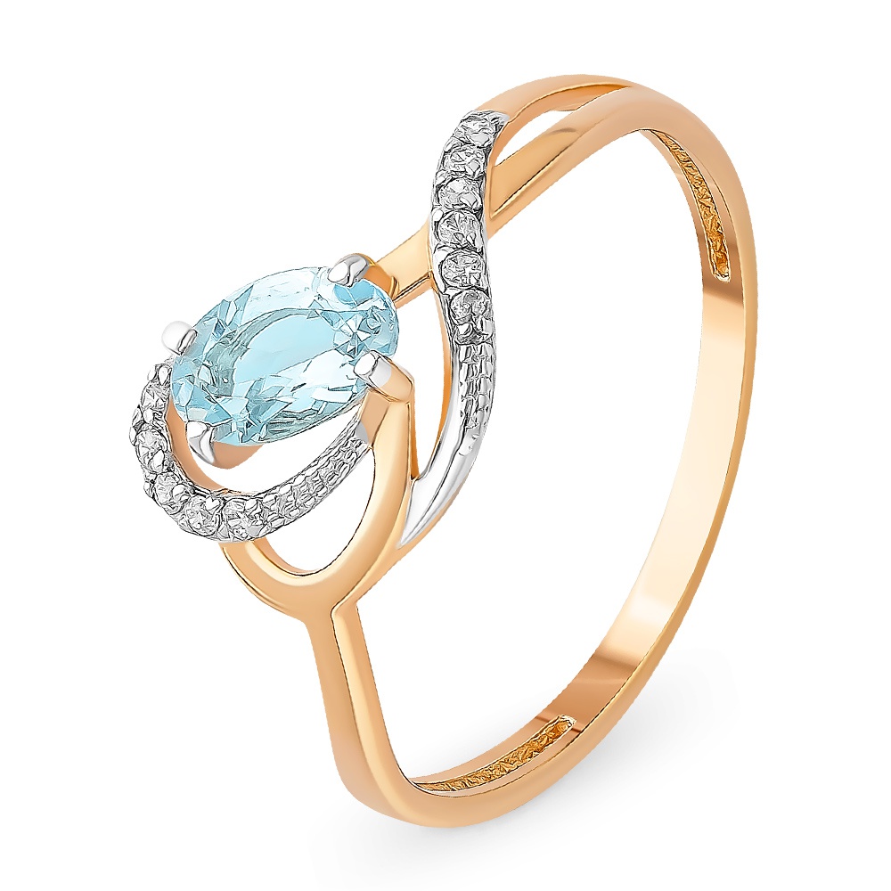 

Кольцо женское из красного золота с топазом, фианитом 585Gold 299000094, р, 299000094