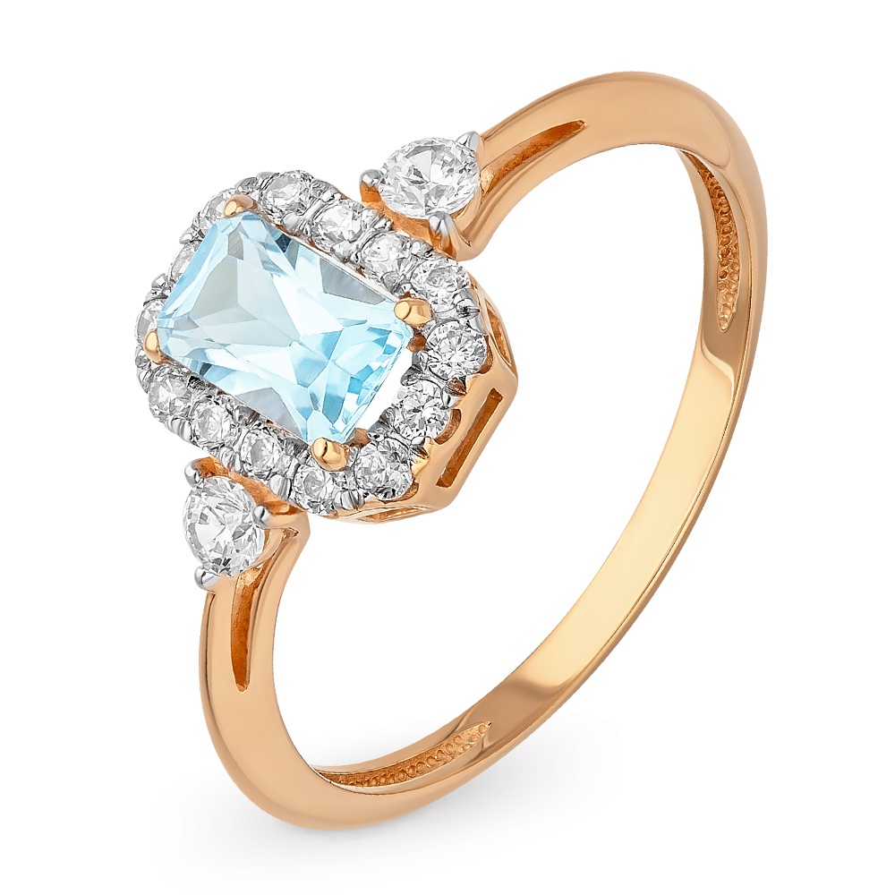 

Кольцо женское из красного золота с топазом, фианитом 585Gold 201012803, р, 201012803