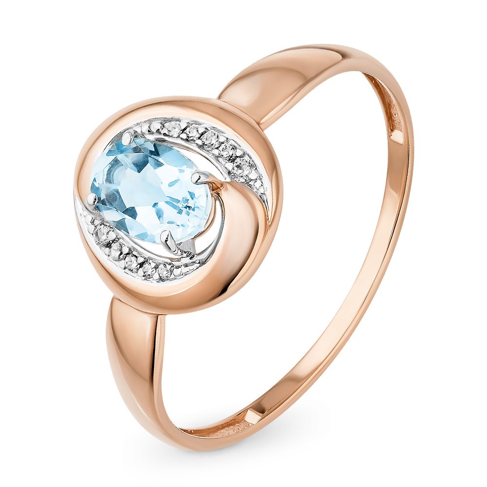 

Кольцо женское из красного золота с топазом, фианитом 585Gold 101012872, р. 20,5, 101012872