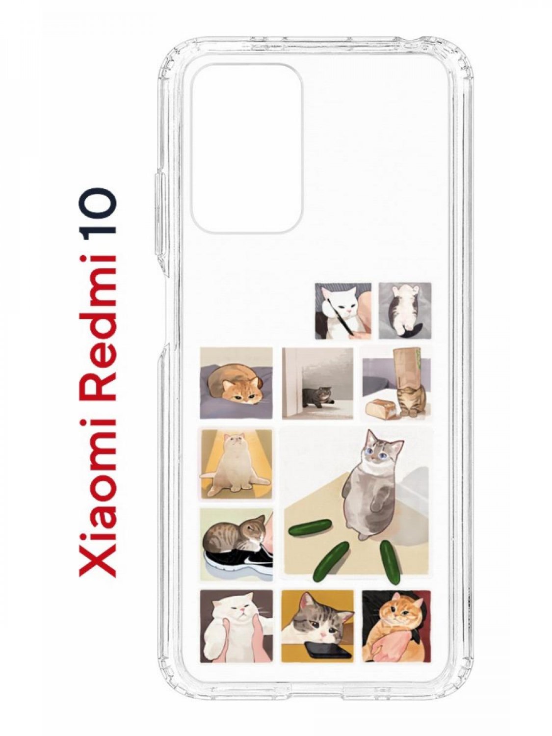 фото Чехол на xiaomi redmi 10/10 prime kruche print коты-мемы,противоударный бампер с принтом кruче