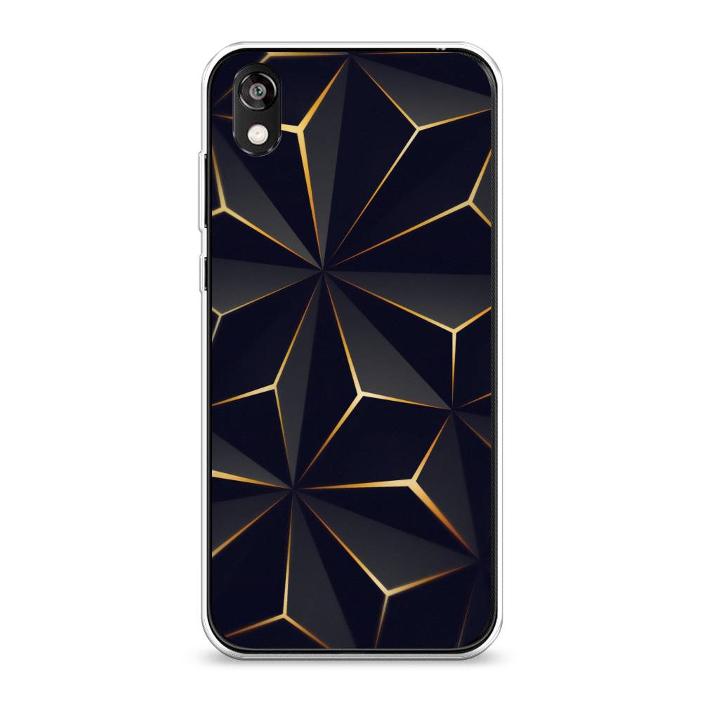 

Чехол на Huawei Y5 2019 "Черные полигоны", Золотистый;черный, 6103950-3