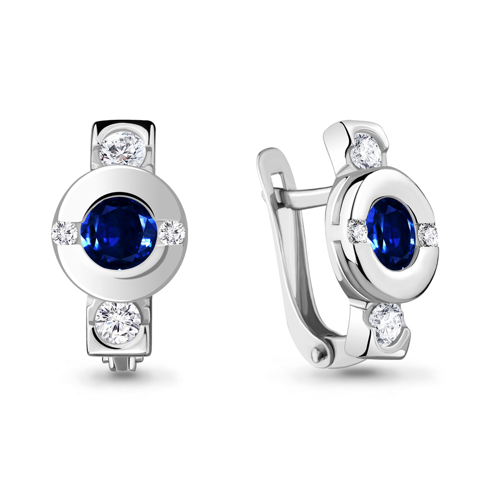 

Серьги из серебра с фианитом Aquamarine 43474АБ_925_р, 43474АБ_925_р