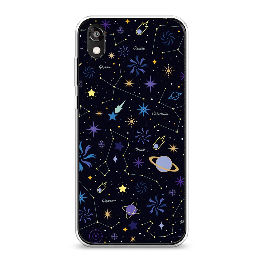 

Чехол на Huawei Y5 2019 "Цветной космос", Желтый, 6103950-2