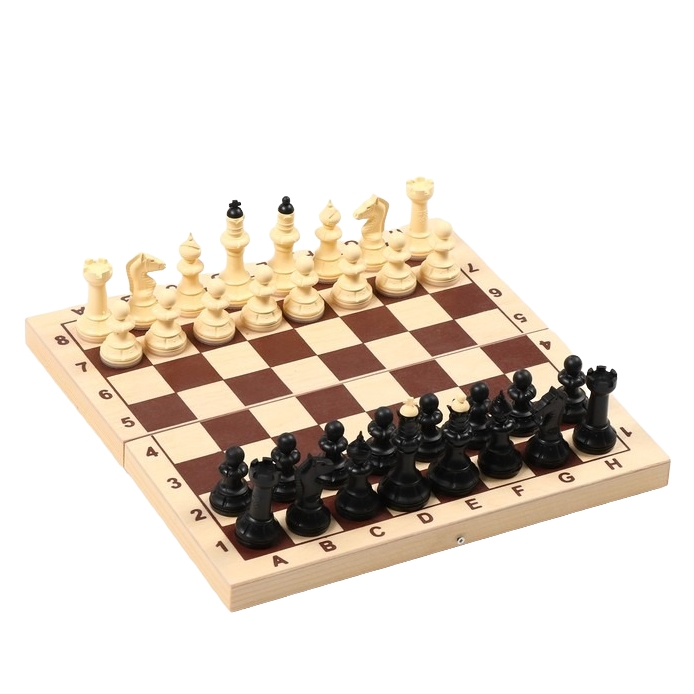Шахматы (доска дерево 30х30 см фигуры пластик король h=7см) 4376558