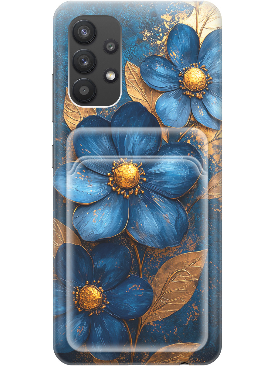 

Силиконовый чехол на Samsung Galaxy A32 с принтом с карманом для карты 835199, Прозрачный;золотистый;синий, 724352023