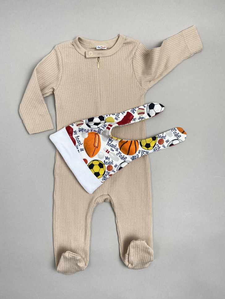 Комплект одежды детский YOULALA Рибана, темно-бежевый, 74 футболка трикотажная рибана в ассортименте рр