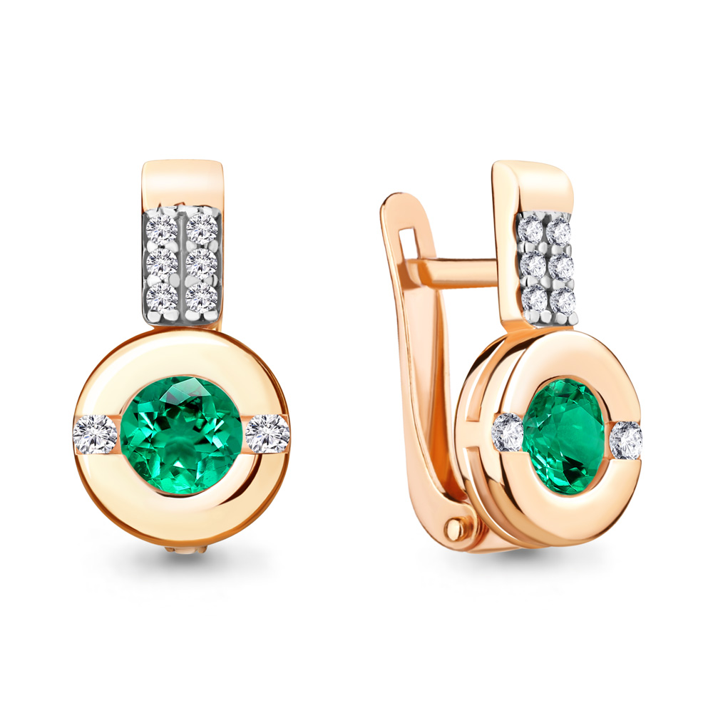 

Серьги из серебра с изумрудом Aquamarine 43473АГ_925_з, 43473АГ_925_з