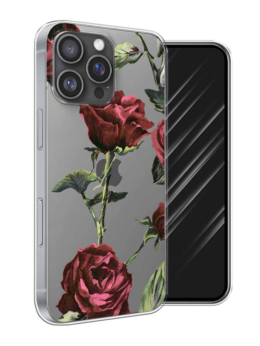 

Чехол Awog на Apple iPhone 16 Pro Max "Бордовые розы фон", Бордовый, 16350-1