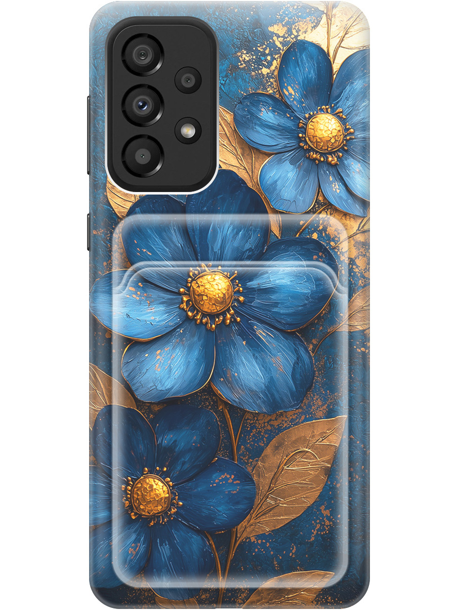 

Силиконовый чехол на Samsung Galaxy A33 5G с принтом с карманом для карты 835163, Прозрачный;золотистый;синий, 740132923