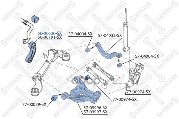 

56-00636-Sx_Тяга Стабилизатора Заднего Audi A6 All 05> Stellox 5600636Sx