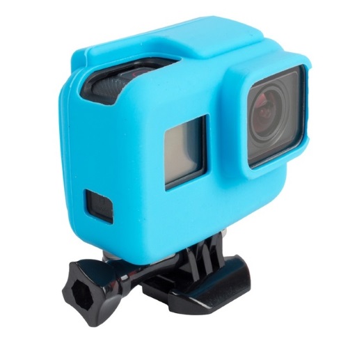 Чехол силиконовый для GoPro HERO7 Black, HERO6, HERO5, HERO 2018 с рамкой синий