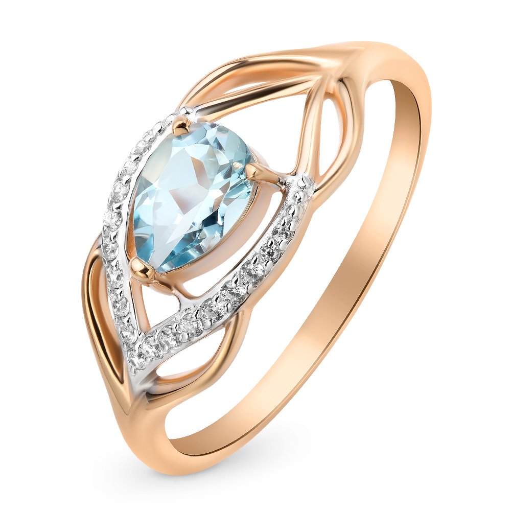

Кольцо женское из красного золота с топазом, фианитом 585Gold 201012647, р. 18,5, 201012647