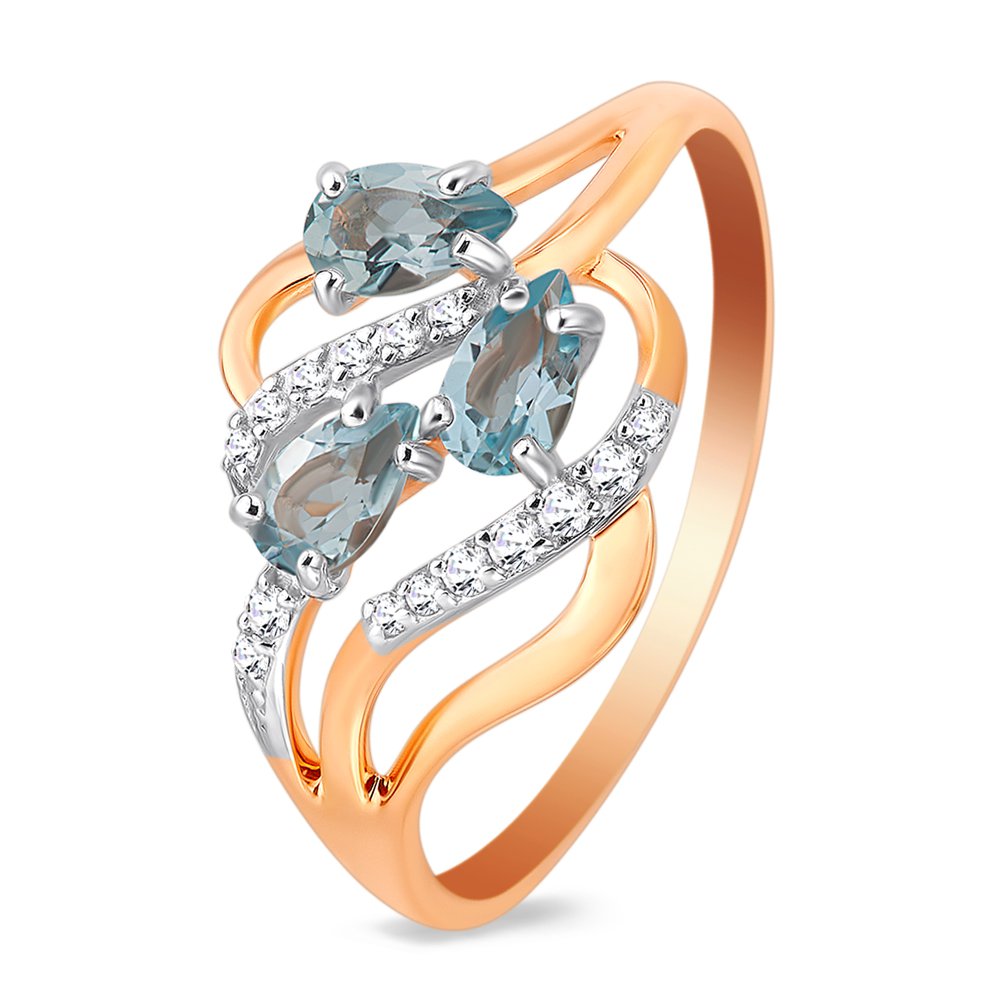 

Кольцо женское из красного золота с топазом, фианитом 585Gold 201012497, р. 20, 201012497