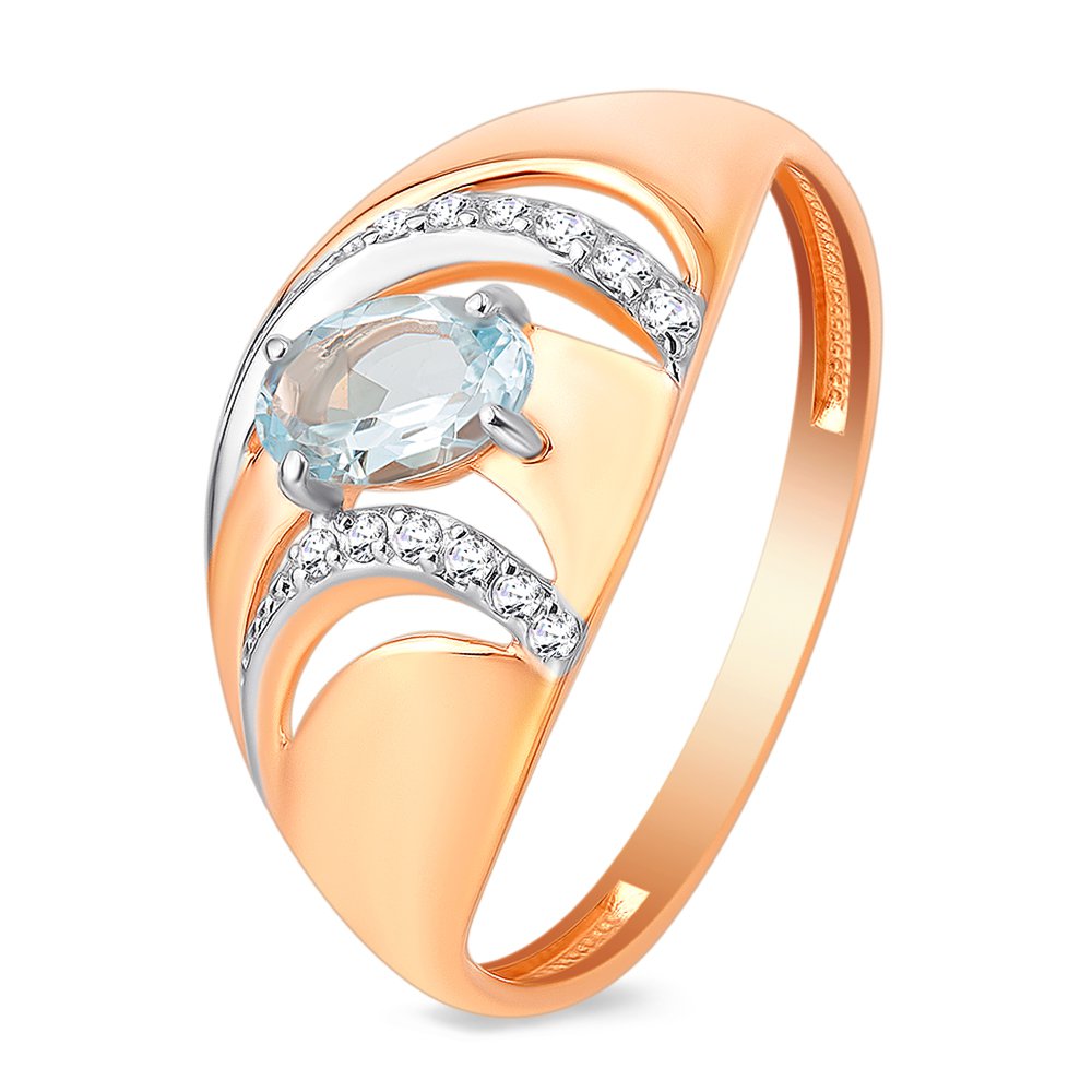 

Кольцо женское из красного золота с топазом, фианитом 585Gold 201012499, р, 201012499