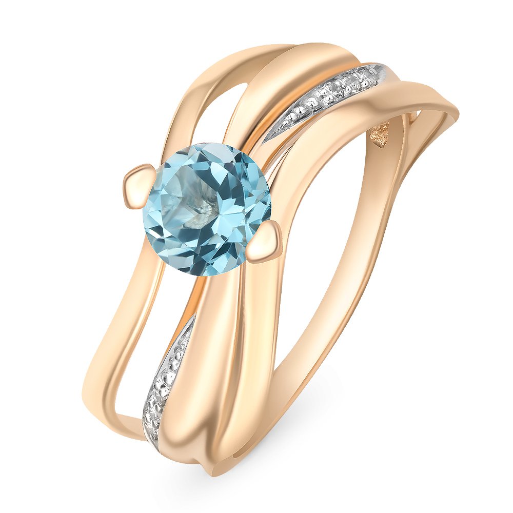 

Кольцо женское из красного золота с топазом, фианитом 585Gold 201012168, р. 18, 201012168