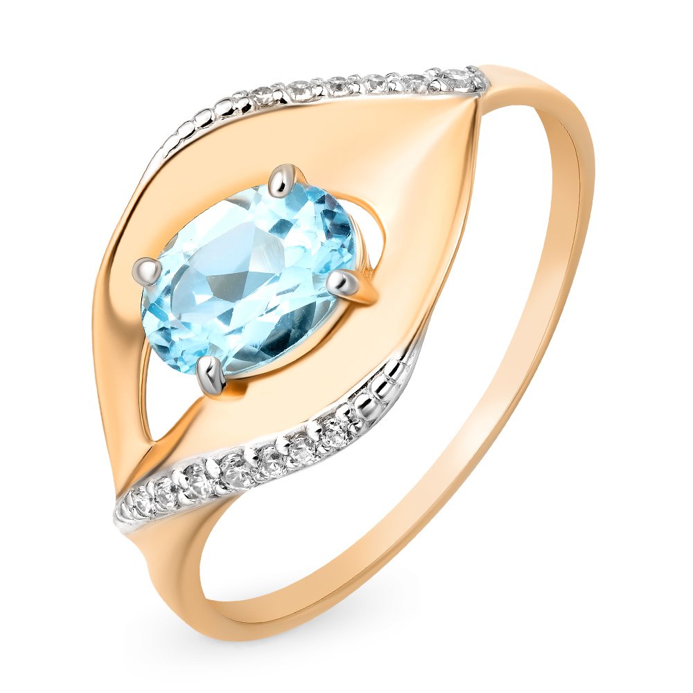 

Кольцо женское из красного золота с топазом, фианитом 585Gold 201012102, р. 18, 201012102