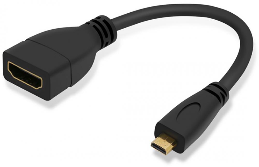 Адаптер-переходник Gsmin RT-28 Micro - HDMI (M) - HDMI (F) (10 см) Black