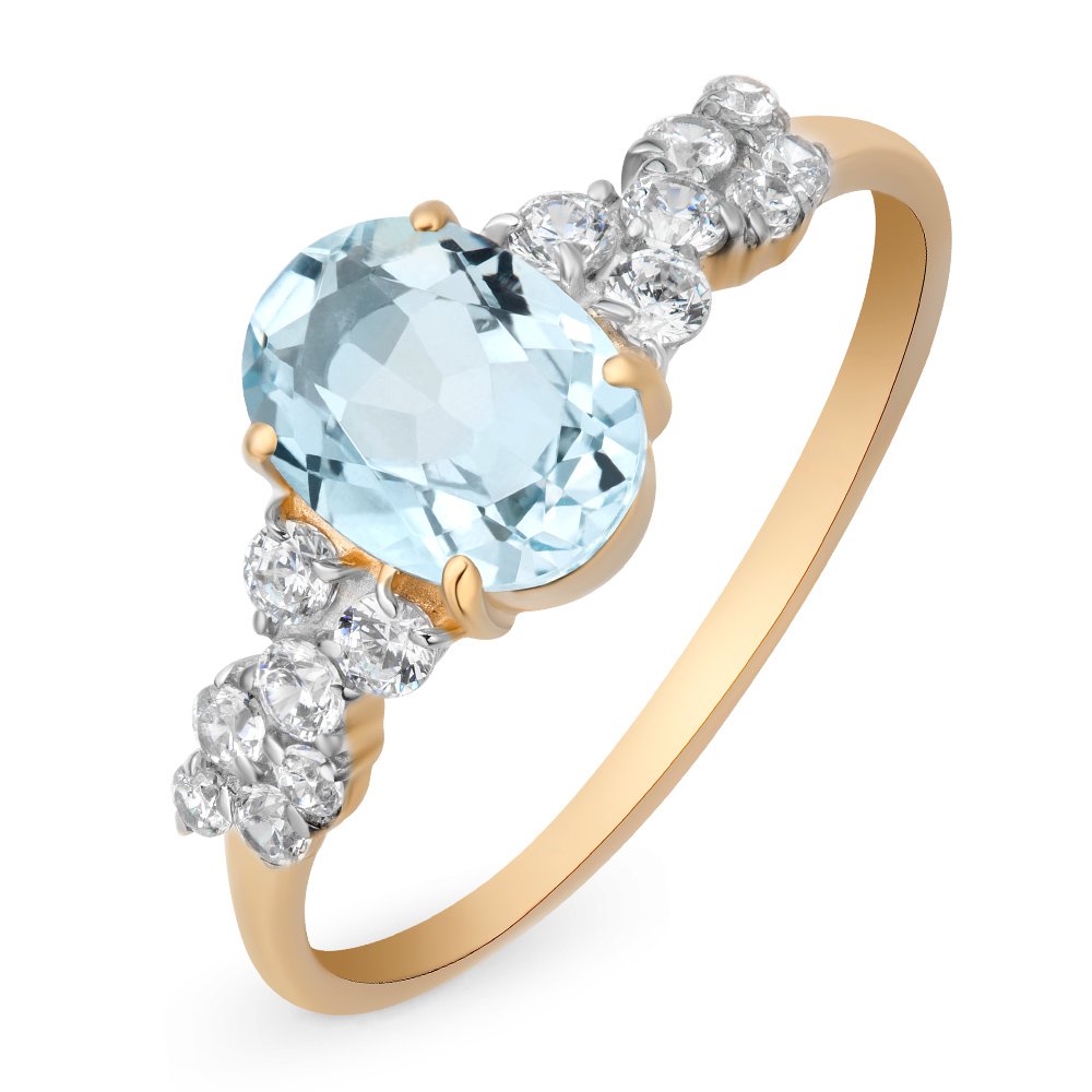 

Кольцо женское из красного золота с топазом, фианитом 585Gold 201013318, р, 201013318