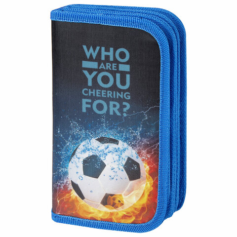 

Пенал ЮНЛАНДИЯ, 3 отделения, полиэстер, 19х11 см, "Football power", 271030, Синий