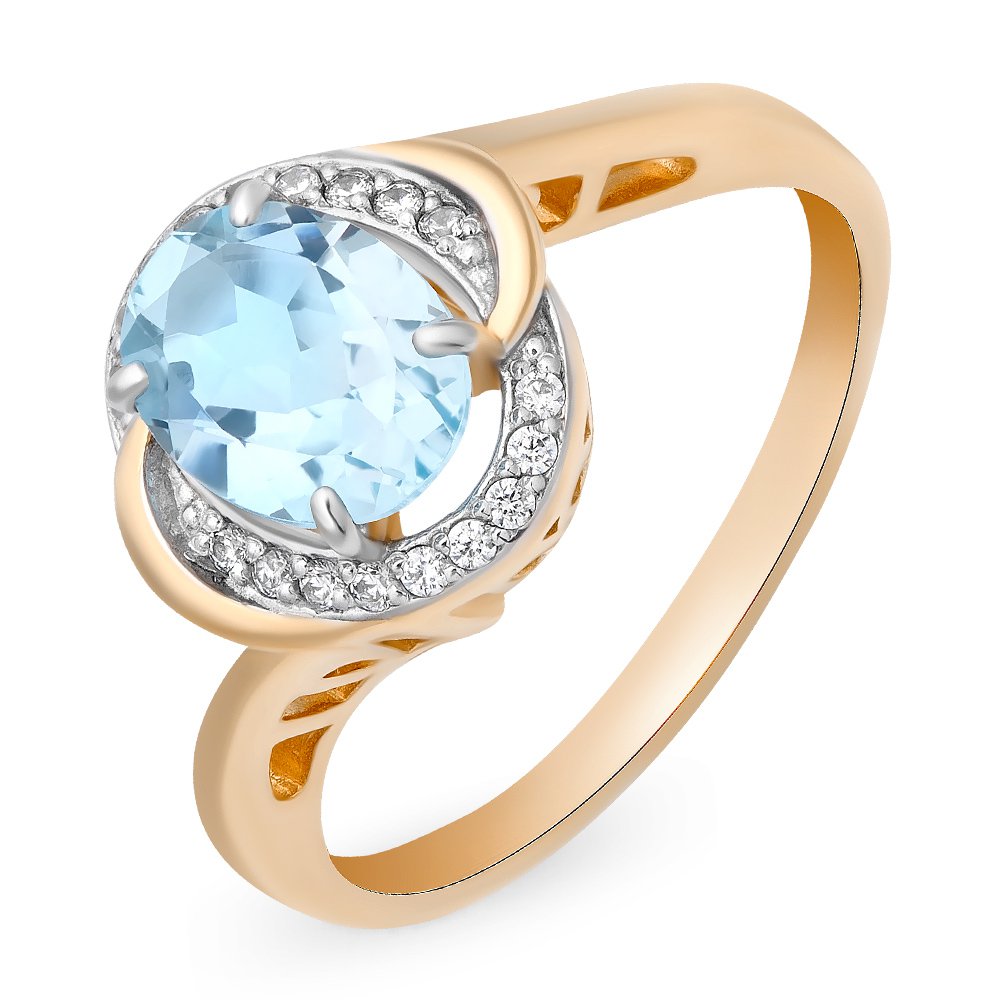 

Кольцо женское из красного золота с топазом, фианитом 585Gold 201011925, р, 201011925