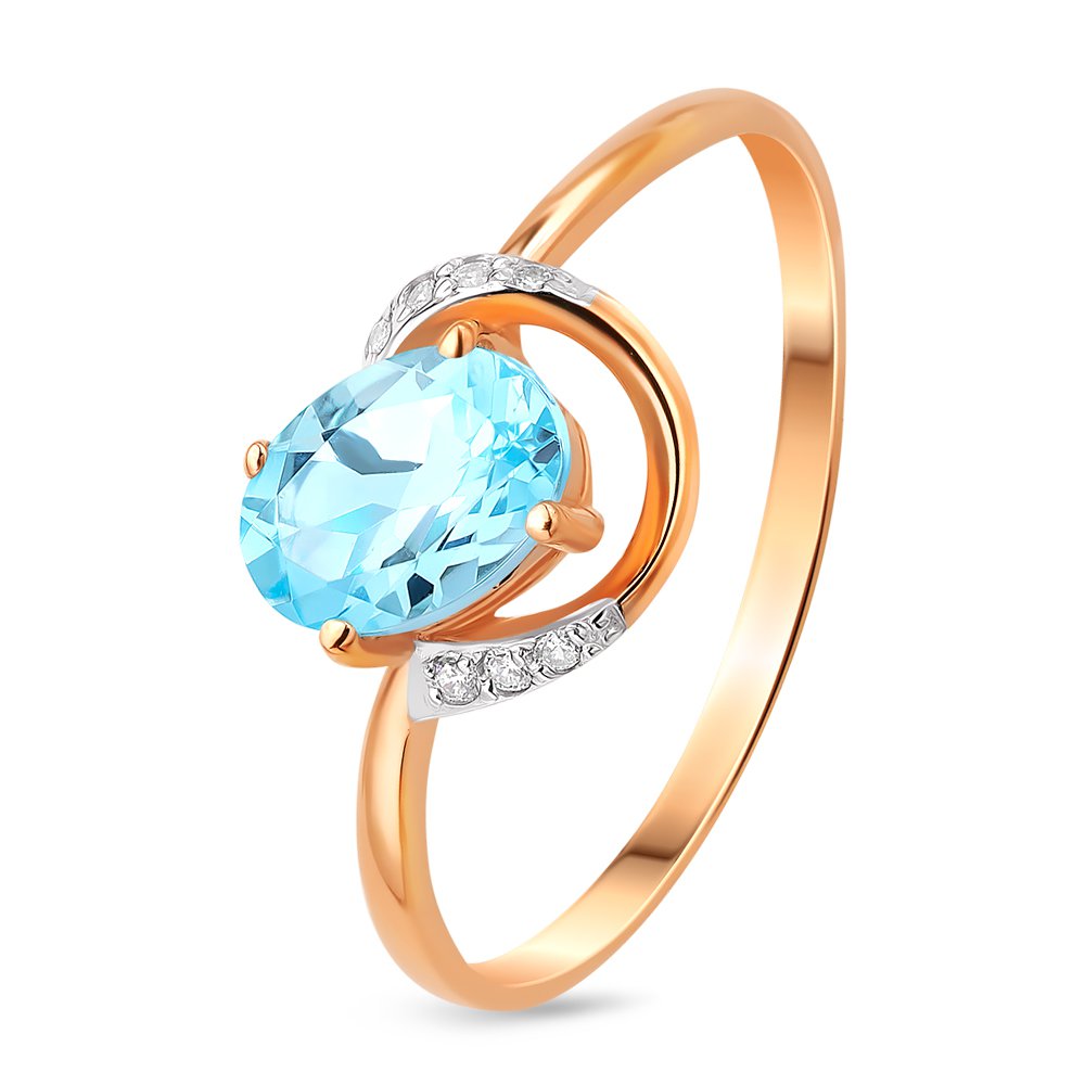 

Кольцо женское из красного золота с топазом, фианитом 585Gold 201011959, р. 17,5, 201011959