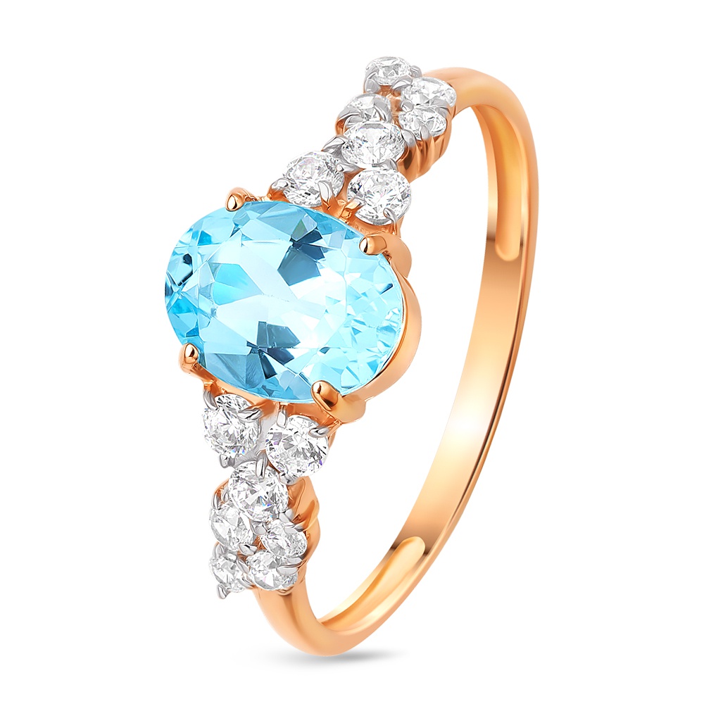 

Кольцо женское из красного золота с топазом, фианитом 585Gold 201013318, р, 201013318